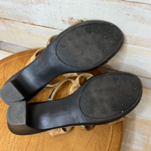 Hannah Womens Ridge Slide Sandals Block Heels Shoes Brown Slip On‎ Cut Out 10 M - Picture 9 of 12